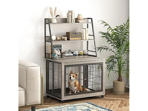 Okak Dog Crate Side Table Grey