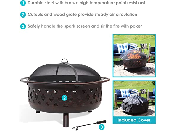 Sunnydaze Crossweave Wood Burning Fire Pit