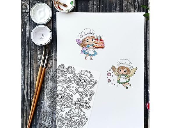 GLOBLELAND Baking Fairy Clear Stamps for