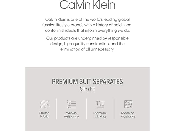 Calvin Klein Men Slim Suit Separates | Wool Pants