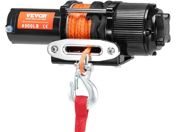 Electric Winch, 12V 4500 lb Load Capacity Nylon