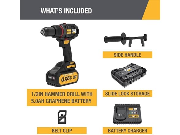 CAT DX13 18V Brushless 1/2in Hammer Drill Kit