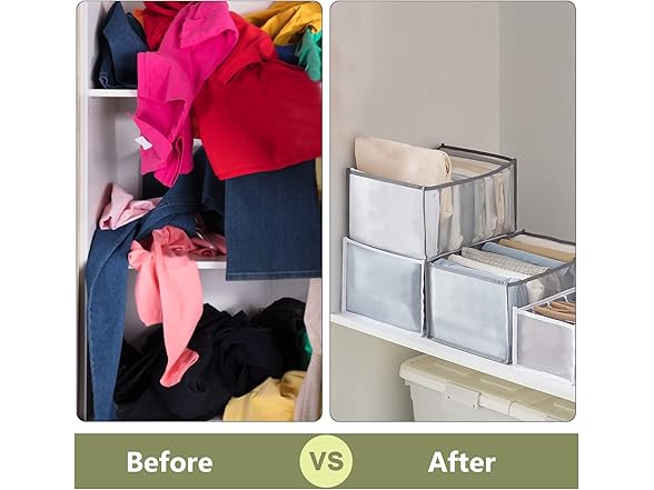 TOOVREN Wardrobe Clothes Organizer, 4PCS, Gray