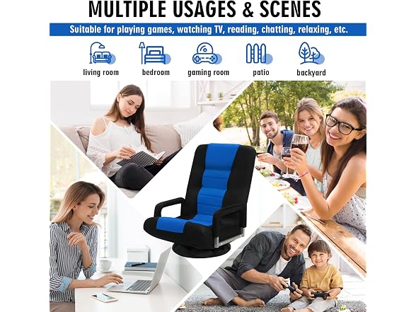 Swivel Floor Gaming Chair w/Armrests