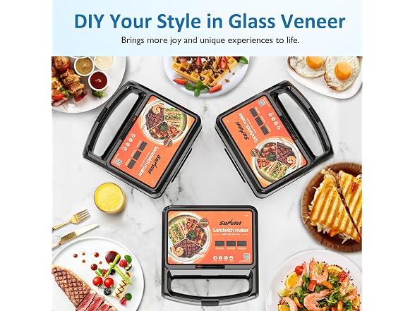 SUNVIVIPRO Sandwich Maker Panini Press Grill, 3 in 1 