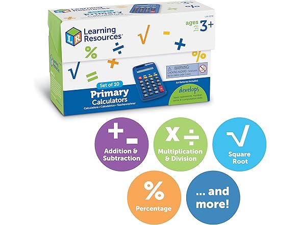 Learning Resources Primary Calculator, Set of 10