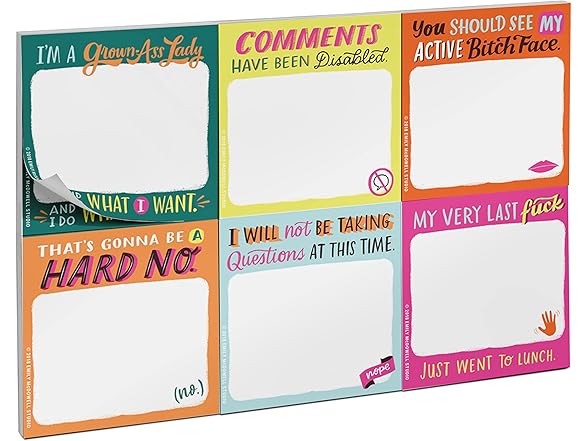 Em & Friends Grown-Ass Lady Sticky Note Packet, 6 Pads