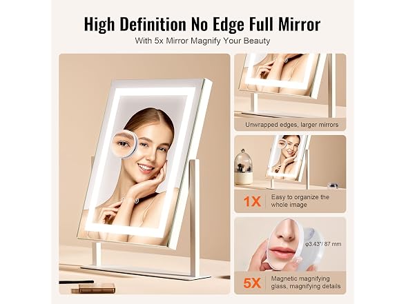 Vanity Mirror with Lights, Three 16.1x11.8in