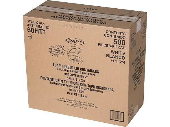 Dart 6 in Lg Sandwich Foam Container