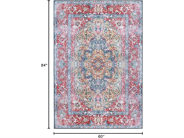 Superior Rustic Medallion Non-Slip Indoor Rug