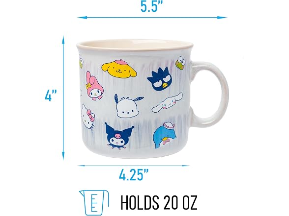 Sanrio Hello Kitty and Friends, Ceramic Camper Mug, 20oz