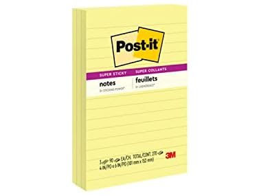 $5.99 Post-it Super Sticky Lined Notes, 3 Sticky Note Pads dealfomo