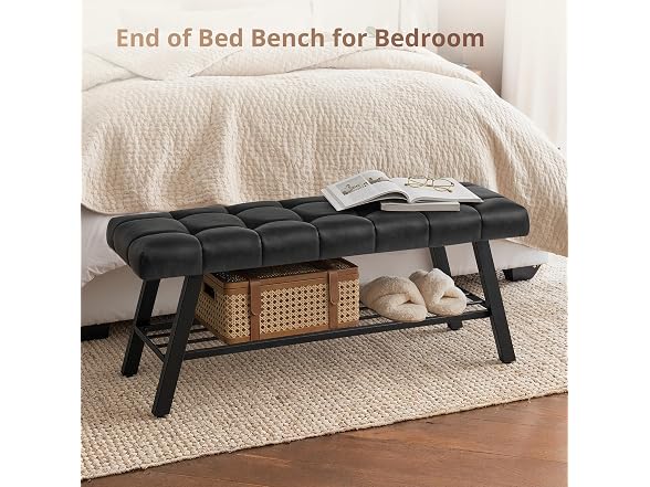 Lue Bona 45" Entryway Bench Black