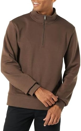 Amazon Essentials Men's Long-Sleeve Quarter-Zip Pullover Fleece Sweatshirt, Medium Brown, Large