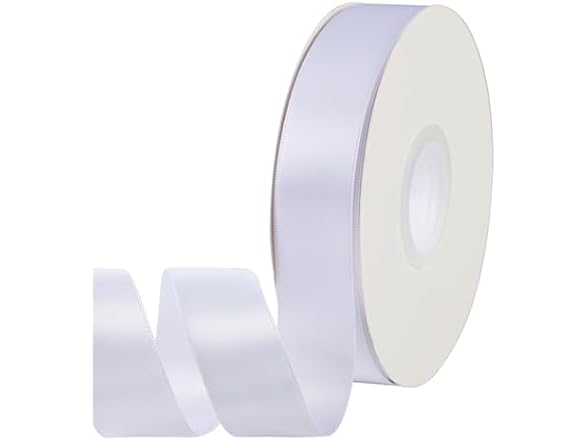 JCFINE Double Faced White Satin Ribbon