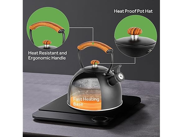 YSSOA Whistling Stovetop Tea Kettle, 3.2 Quart