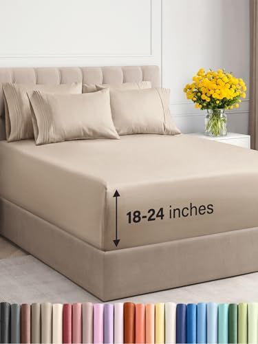 6 Piece Extra Deep Breathable Sheet Set- Choose Color & Size - Gallery 38