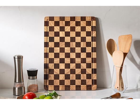 Checkered Acacia Wood Cutting Board