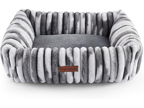 Modern Threads Ribbed Plush Two-Tone Cuddler Silver
