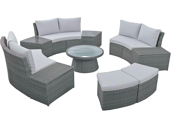 10-Piece Outdoor Half Moon Sofa Set -Choose Color