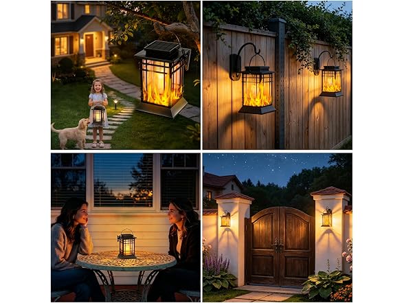 Brightever 4-Pack Solar Lanterns Outdoor Lights, Hanging Solar Lights