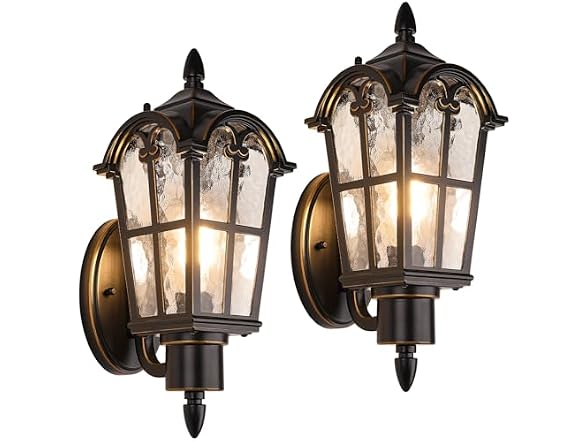 BesLowe 2-Pack Outdoor Wall Light Black