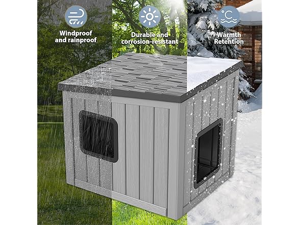 LHBcraft Outdoor Cat House Weatherproof