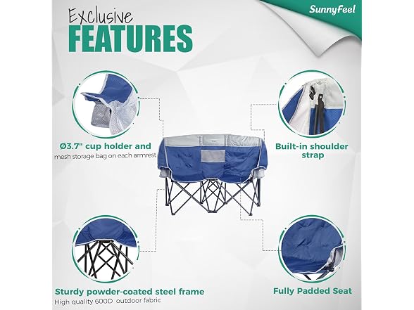 SUNNYFEEL Dark Blue Loveseat Camping Chair