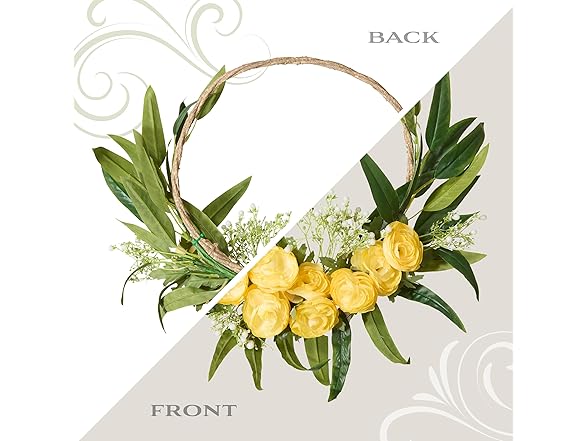 16 Inch Artificial Spring Wreath with Buttercup Bloom