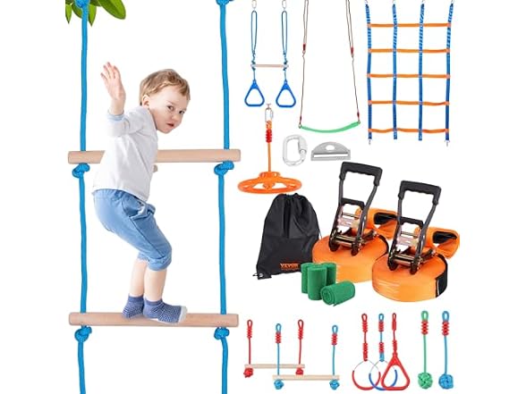Ninja Warrior Obstacle Course for Kids, 2 x 50ft