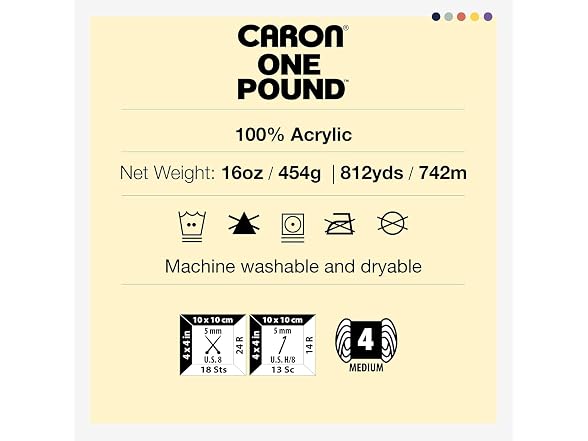 Caron One Pound Solids Yarn, 16oz, Gauge 4