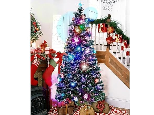 KISIQI 6Ft Artificial Pre-lit Christmas Tree
