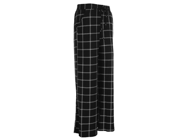 Angelina 043_E-BLKCHK_1_S-M Small - Medium Mid-rise Palazzo Pants with Pockets Black Checker