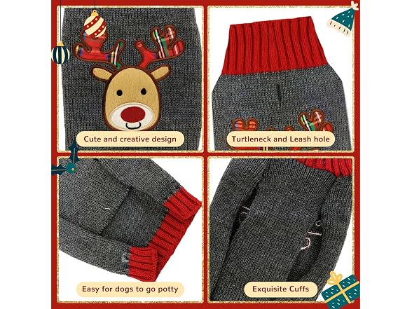 Christmas Sweaters for Dogs Reindeer Dog Fle