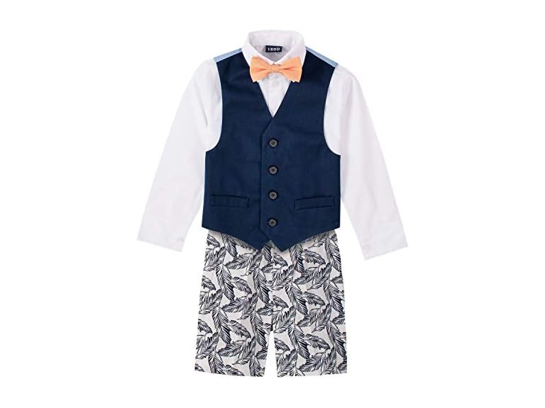 IZOD Boys' 4-Piece Vest Set with Dress Shirt Bow Tie Shorts and Vest