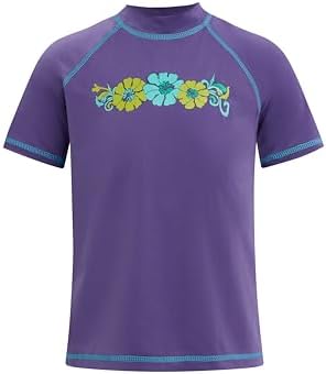 Kanu Surf Girls UPF 50+ Sun Protective Rashguard Swim Shirt, Karlie Purple, X-Large (14/16)