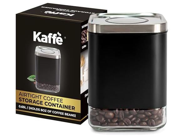Kaffe Glass Coffee Canister (8oz) w/Airtight Lid