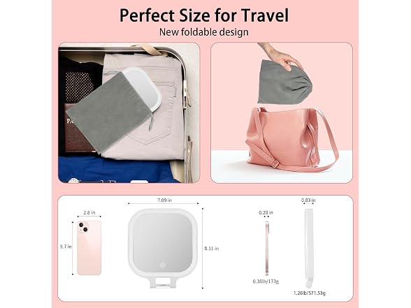 Travel Makeup Mirror with Lights