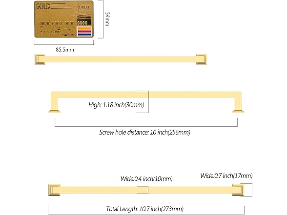 ROMATEE 10 Inch Gold Cabinet Pull