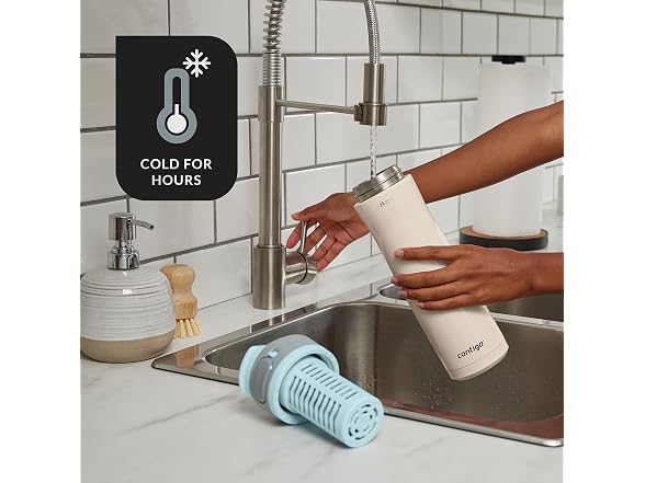 Contigo Stainless Steel Filter Water Bottle, 24 oz, Salt