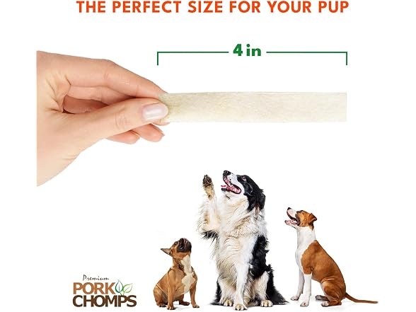 Pork Chomps Baked Pork Skin Dog Chews, 4