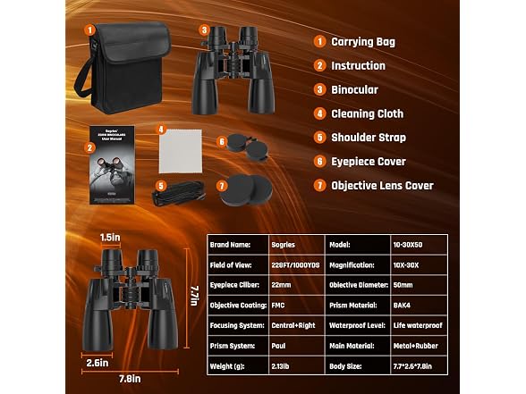 Sogries 10-30x50 Military Binoculars