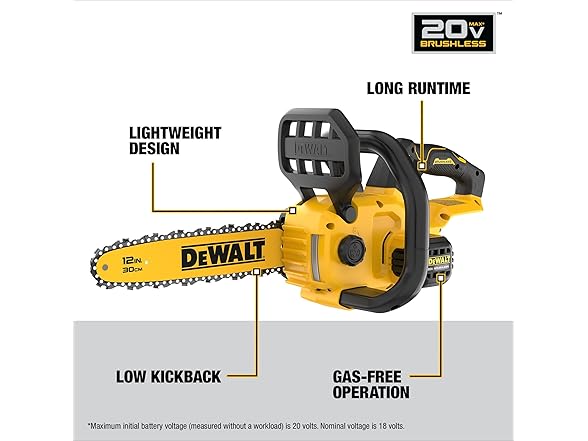 DEWALT DCCS621B 20V MAX 12 in. Cordless Chainsaw