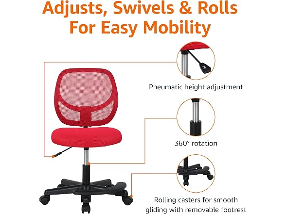 Amazon Basics Kids Adjustable Height Mesh Low-Back Swivel Desk Chair