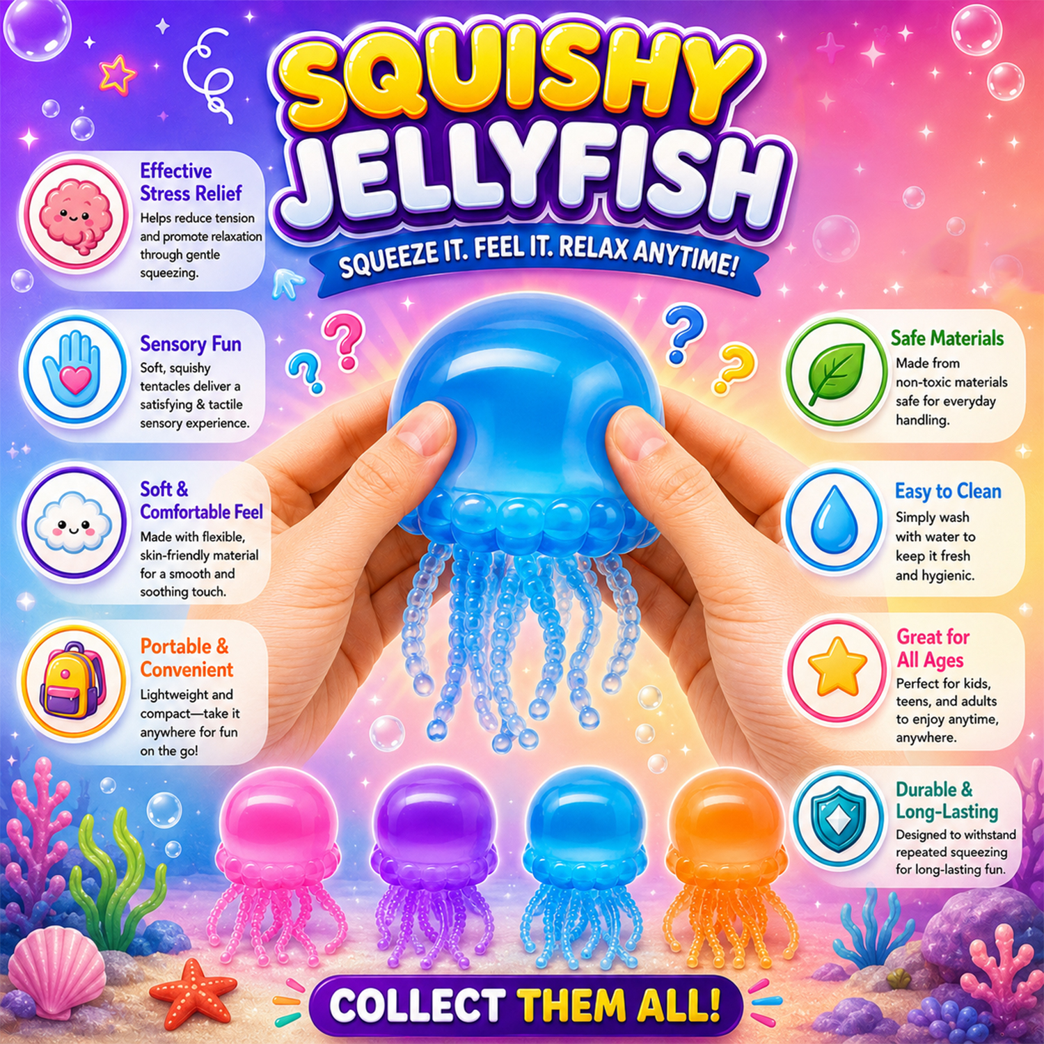 Twilight Squishy Sensory Toys Jellyfish, 3PK - Gallery 10