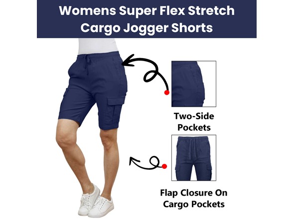 2Pk Womens Super Stretch Cargo Shorts