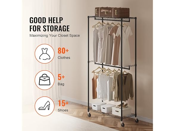 VEVOR Heavy Duty Clothes Rack, Double