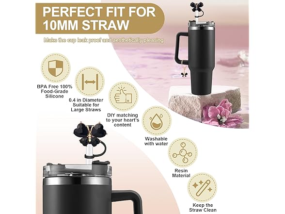 Bling Butterfly Silicone Straw Cover