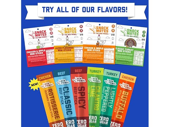 New Primal Spicy Beef Sticks, 20ct