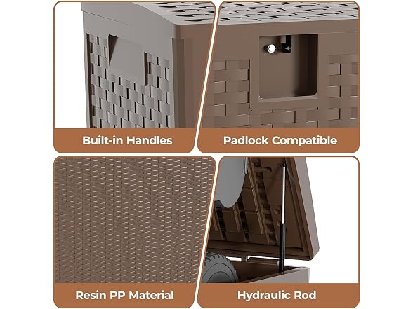 Resin Deck Box, 73 Gal Brown